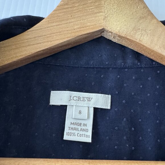 J Crew Womens Sz 8 Sheer Clip Dots Textured Button Down Blouse Navy - Picture 3 of 11